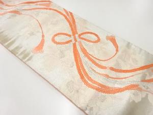 アンティーク　組紐に草花模様織出し袋帯（材料）